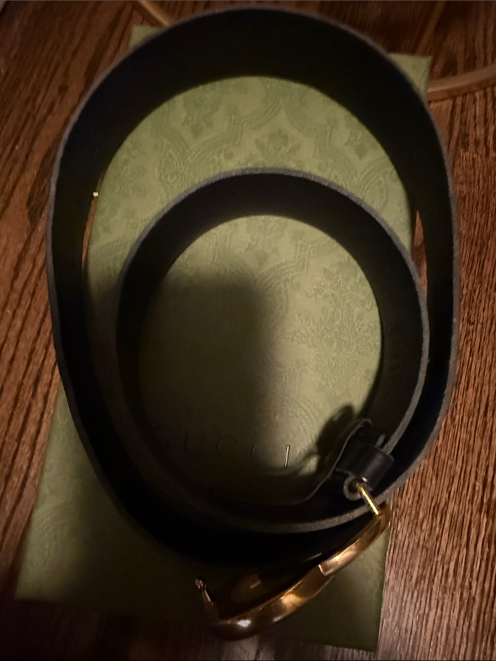 Gucci Black Leather Belt with Gold Double G Buckle - Picture 6 of 7